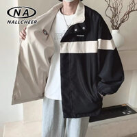 NALLCHEER Áo khoác hai mặt nam nữ mùa thu Áo khoác thể thao phối màu retro kiểu Mỹ