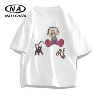 NALLCHEER Áo thun nam kiểu Mỹ cổ điển hợp thời trang thương hiệu ngắn tay giản dị đa năng