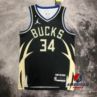 Nam 2023NBA Milwaukee Bucks Giannis Antetokounmpo Áo bóng rổ màu xanh