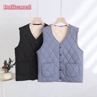 Nam Ấm Đồng Bằng Áo vest Cổ Chữ V Túi Rời Áo Khoác Không Tay Mùa Thu Đông 2024 Áo vest size Lớn Nam Áo