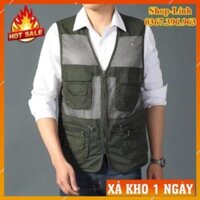 nam bigsize [FreeShip –  Giảm 30k]  Áo gile Nam - Áo ghi lê Lưới Lính Mỹ - Vest gile Nam Nhiều Túi