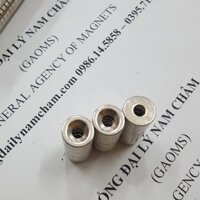 Nam châm đất hiếm 12x3 lỗ 4mm, nam châm trắng lực hút mạnh có lỗ vát bắt vít chìm