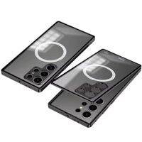 Nam Châm Kim Loại Hợp Kim Nhôm Ốp lưng Samsung S25 S24 Ultra S23 S24 Plus Sạc Không Dây Bảo Vệ Ống Kính Mặt Sau Mờ Chống Sốc Vỏ Kim Loại