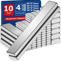 Nam châm Neodymium đất hiếm dài 9,5cm, Nam châm thanh hạng nặng, Lực kéo mạnh mẽ, Hoàn hảo cho tủ lạnh, nhà để xe, nhà bếp, khoa học, thủ công, văn phòng, DIY