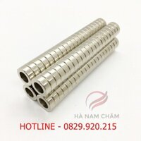 nam châm tròn lỗ kích thước phi 15mm dày 5mm lỗ 9mm mạ nikel