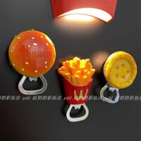 Nam châm tủ lạnh McDonald's dễ thương, nhãn dán khoai tây chiên, mở chai sáng tạo cá nhân, đa chức năng, gói burger Mickey cao cấp