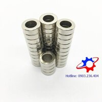Nam châm vĩnh cửu kích thước 15x5mm lỗ 9mm mạ Nikel siêu tốt