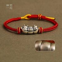 Năm Con Rắn Vòng Tay Bạc Nguyên Chất 999 Rắn Gà Bò Vòng Tay Ba Trong Một Nữ Dệt Tay May May Mắn Nhỏ Dây Đỏ Cặp Đôi Phong Cách Nam