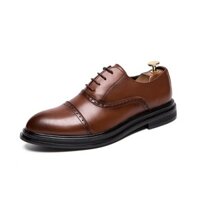 Nam Công Sở Thời Trang Microfiber Giày Da Trang Trọng Brogues Mũi Nhọn Giày Ren Màu Nâu