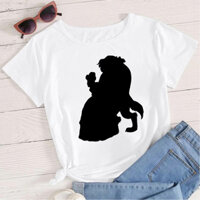 Nam cotton Áo Thun Người Đẹp Và Quái Vật Bông Tai Kẹp Thẩm Mỹ Ngộ nghĩnh Hoạt Hình Áo Nữ Vintage Ullzang Áo Thun Belle