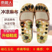 Nam Cực Đá Thật Massage Dép Sỏi Acupoint Chân Trị Liệu Sandal Chân Vải Lanh Tắm Thoáng Khí Massage Dép zy25