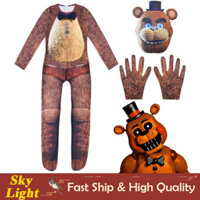 Năm Đêm Tại Freddy 's FNAF Gấu Nâu Trang Phục Hóa Trang Glamrock Freddy Áo liền quần Cho Trẻ Em Bé Trai Bé Gái Halloween Body Phù Hợp Với