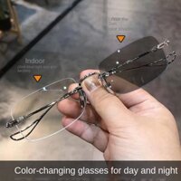 Nam Đổi Màu Kính Cận Thị Thời Trang Không Khung Chống Mệt Mỏi Kính Siêu Nhẹ