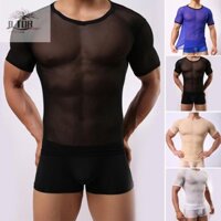 Nam Gợi Cảm Lưới Áo Thun Tập Gym Thể Thao Top Áo Lót Tay Ngắn Nhìn Xuyên Qua Clubwear