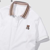 nam [HÀNG VNXK ] Áo Phông Polo Gấu Nâu Màu Trắng Viền Cổ Chất Liệu Thun Cá Sấu Thấm Hút Mồ Hôi Tốt