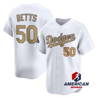 Nam MLB Los Angeles Dodgers Mookie Betts 2025 Champions Gold Collection Áo bóng chày trắng