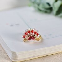 Năm Mới Lễ Hội Ngọc Trai Nước Ngọt Tự Nhiên Vàng 14k Thiết Kế Dệt Tay Dao Madan Nhẫn Có Thể Điều Chỉnh