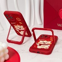 Năm mới Màu đỏ khăn quàng rồng giá đỡ tàng hình iPhone 15Promax vỏ điện thoại iPhone 14 mẫu mới 15Pro DDRT