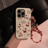 Năm Mới Pháo Hoa Hello Kitty Chain Apple 1415 Ốp Lưng Điện Thoại iPhone16 Mềm131211Nữ xsmax