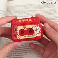 Năm Mới Retro Ghi Móc Khóa Ghi Âm Vui Nhộn Hộp Nhạc Để Bàn Cặp Đôi Di Động Học Túi Mặt Dây Chuyền