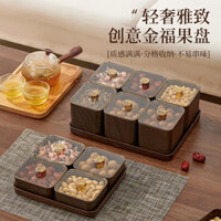 Năm Mới Sáng Tạo Vàng May Mắn Đĩa Trái Cây Chia Hộp Trái Cây Khô Kín Hạt Hộp Lễ Hội Mùa Xuân Hộp Kẹo Giả Trung Quốc Gỗ Chắc Chắn Hộp Trái Cây Khô Hộp Ăn Nhẹ Hộp Chia