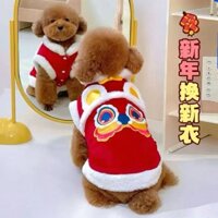 Năm Mới Thức Tỉnh Chó Sư Tử Quần Áo Thú Cưng Năm Mới Nhỏ Và Nhỏ Inu Teddy Bie Gấu Lễ Hội Mùa Xuân Quần Áo Cotton