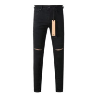 Nam Mỹ Phố Cao Cấp Phong Cách Cổ Điển vintage Đau Khổ Đen Thấp Tầng Co Giãn Skinny Rách Rách Lỗ Quần Jean Thương Hiệu Quần