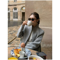 Năm nay Phổ Biến Thu Đông Phong Cách Mới Cao Cấp Áo Khoác Màu Xám Nữ Tính Khí Thường Ngày Đẹp Top Nữ