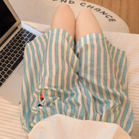 Nam Nữ Cùng Phong Cách Quần Pyjama Ngắn Bong Bóng Cotton Có Thể Mặc Bên Ngoài Cặp Đôi Quần Nhà