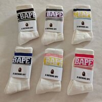 Nam Nữ Tất Cotton Thoáng Khí Thoải Mái Thể Thao Tất Chữ Aape Hip Hop Thời Trang Size 37-46