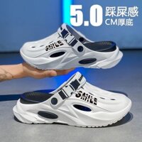 Nam Phiên Bản Hàn Quốc Giày Lỗ Cao Cấp Sandal Nam Mùa Hè Mặc Ngoài Chống Trơn Trượt Đế Dày Bước Vào Lỗ Chết Chói Giày Nam Lái Xe