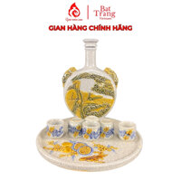 Nậm rượu Bát Tràng men rạn đắp nổi Thăng Long Lý Thái Tổ 650ml, nậm rượu thờ cúng Gốm Thiên Long 240113