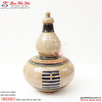 Nậm rượu hồ lô men rạn cổ khắc quẻ Kinh Dịch