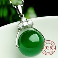 Năm sinh Thời trang Pha lê xanh Chalcedony S925 Vòng cổ bạc Nữ