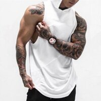 Nam Thể Thao Mùa Hè Không Tay Nam Sando Nhân Quả Hoody Singlet Tập Luyện Áo Trùm Đầu