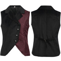Nam Victoria Steampunk Áo Phục Hưng Thời Trung Cổ Gothic Áo Khoác Nam Vintage Đen Jacquard Notched Ve Áo Tuxedo Vest XXL