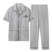 Nam Xuân Thu 100% Bộ Đồ Ngủ Cotton / Rời Size Lớn Quần Ngắn Tay Loungewear Suit