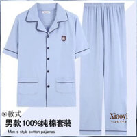 Nam Xuân Thu 100% Bộ Đồ Ngủ Cotton / Rời Size Lớn Quần Ngắn Tay Loungewear Suit