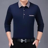 Nam Xuân Thu Dài Tay Áo Thun Trung Niên Người Cao Tuổi Màu Trơn Túi Thật POLO Áo Sơ Mi Bố Mặc 25.1.8