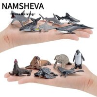 NAMSHEVA 12 Cái / bộ Mô Hình Động Vật Biển Sưu Tập Cá Heo Cói Đồ Chơi Giáo Dục Cá Mập Cá Voi