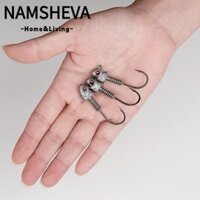Namsheva 15 Chiếc Móc Mồi Giun Câu Cá, Kim Loại Cường Lực Cao Swimbait Móc Jig Đầu, Bạc Chất Lượng Cao Mắt Dạ Quang Nước Biển Nước Ngọt Fishhook Câu Cá