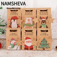 NAMSHEVA 24 Chiếc Hộp Quà Kẹo, Giáng Sinh Vui Vẻ Ông Già Noel Túi Giấy Kraft, Gói Đồ Dùng Bánh Quy Quà Tặng Giáng Sinh Túi Đóng Gói Giáng Sinh