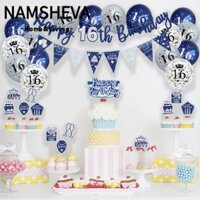 Namsheva Biểu ngữ sinh nhật lần thứ 16, Cao su bạc Sinh nhật lần thứ 16, Trang trí tiệc sinh nhật màu xanh hải quân