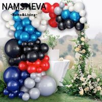 NAMSHEVA Bộ vòm bóng bay trắng và xanh đỏ, Bộ vòng hoa bóng bay cao su màu xám, DIY Navy Blue Hero Boys