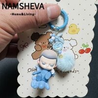 Namsheva Hirono X Le Petit Prince Series Móc khóa, Phim hoạt hình POP MART KUBO Thở vào Series Túi Mặt dây chuyền, Kawaii Plush POPBEANS Vòng chìa khóa ô tô Quà tặng