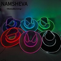 Namsheva Iridescent Jazz Hat, Halloween Dress Up Disco Party Concert Không Dây Led Cowboy Hat, Đảng Rộng Vành Neon Space Cosplay Led Cowgirl Hat Nam