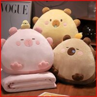 Nana Capybara Hoạt Hình Dễ Thương Gối Văn Phòng Ấm Áp Đệm Tay Ba Trong Một Nhà Sofa Đệm Điều Hòa Không Khí Chăn