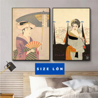 Nàng Geisha Nhật Bản in vải canvas size lớn có khung tặng kèm đinh treo - 100++ mẫu tại shop