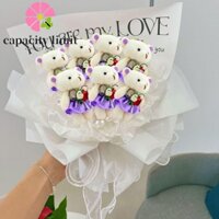 Năng LƯỢNG GIỚI HẠN Bó hoa gấu Mini, Cặp đôi Gấu Handmade Đồ chơi xốp sang trọng, Trang trí phòng Búp bê Hoạt hình Động vật sang trọng Váy hoa hoạt hình Búp bê Quà tặng tốt nghiệp