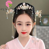 Năng LƯỢNG GIỚI HẠN Nĩa Tóc Trẻ Em Vintage Hoa Cổ Tích Tua Rua Hồng Mũ Đội Đầu Phong Cách Trung Hoa